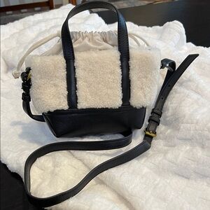 NWT J. Crew Black and White Shearling Leather Mini Bag